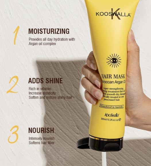 KooSwalla Hydrating Argan Oil Hair Mask Collagen Coating Hair Protein Deep Conditioning Treatment for Nourishing and Repairing Dry Damaged Hair
